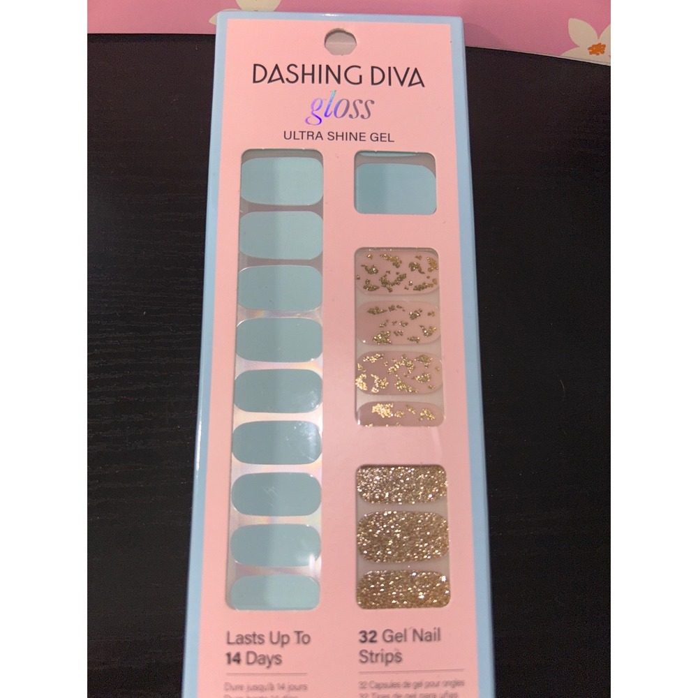 Dashing Diva Gloss Ultra Shine Gel Nail Strips Denim Spritz 32 Gel Strips
